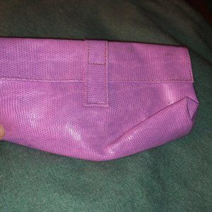 lavender snake print velcro makeup pouch bag